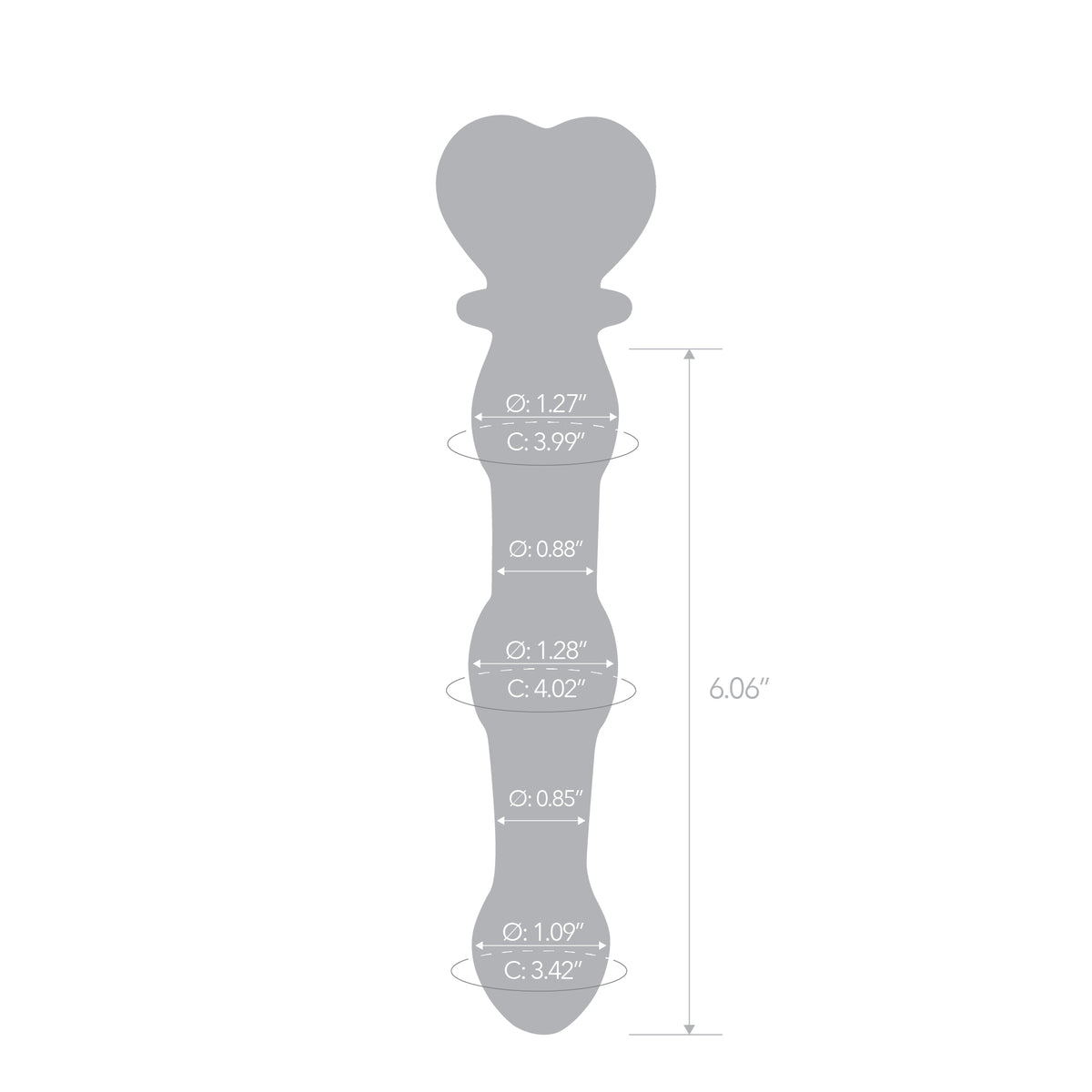 7.75" Obsidian Heart Beaded Glass Dildo