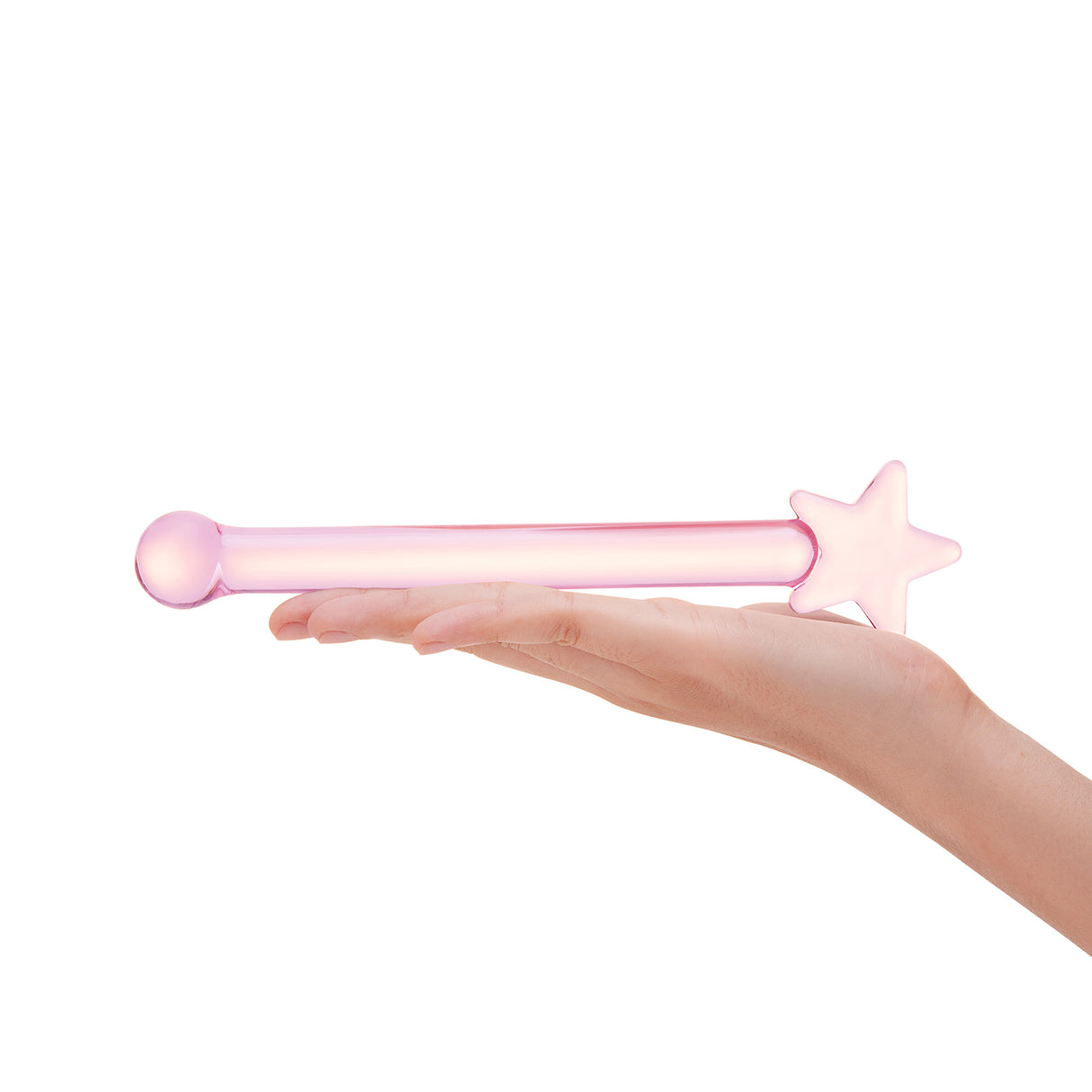pink star-shaped base, a sleek slim shaft, and a perfectly rounded tip dildo