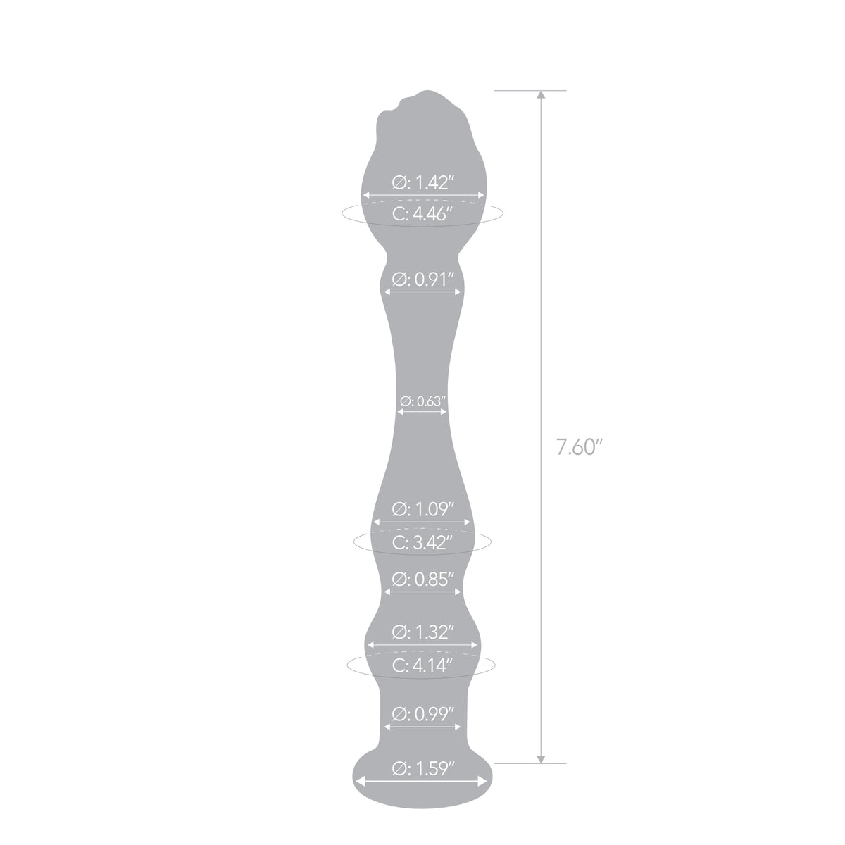 7.75" Rippled Rosebud Beaded Glass Dildo