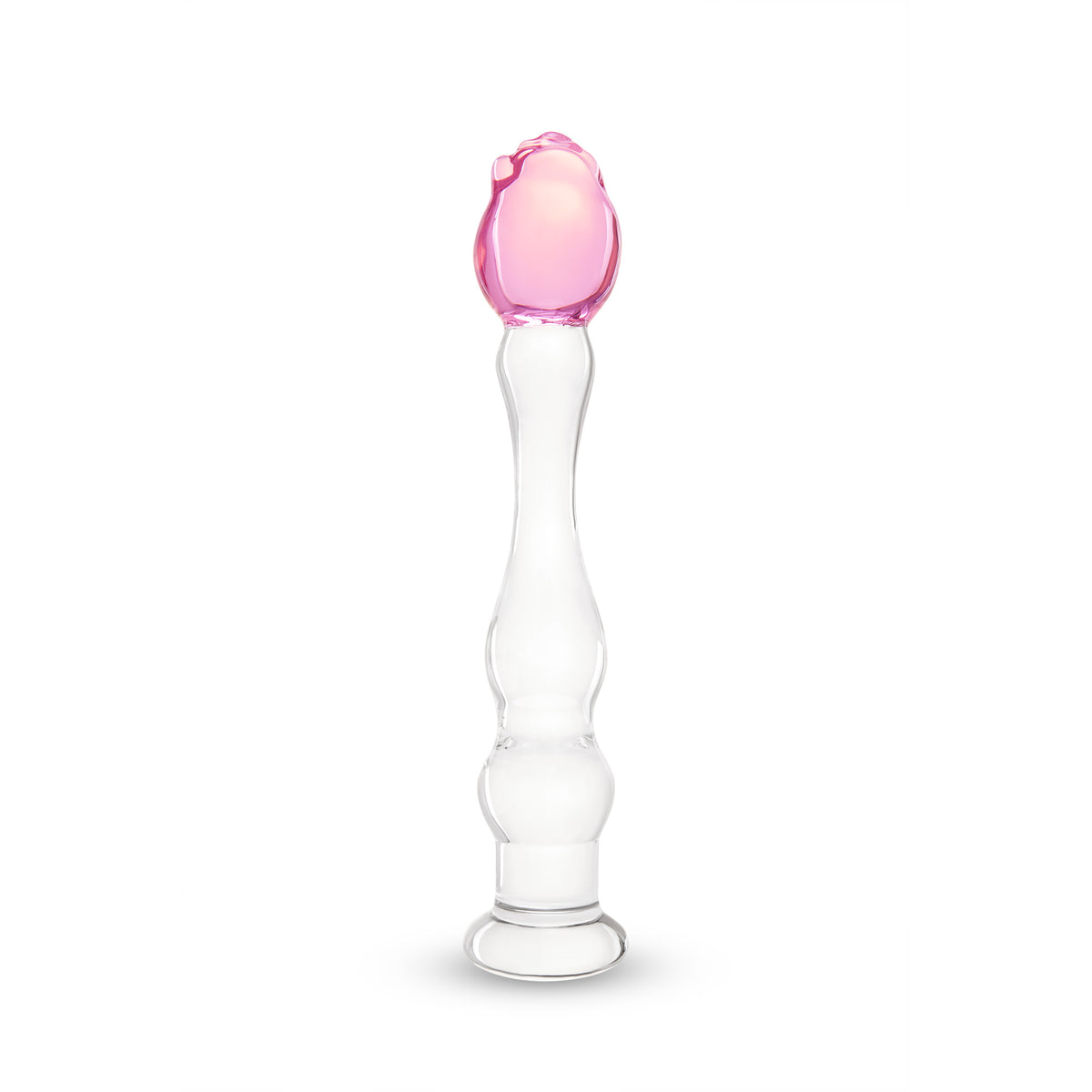 7.75" Rippled Rosebud Beaded Glass Dildo