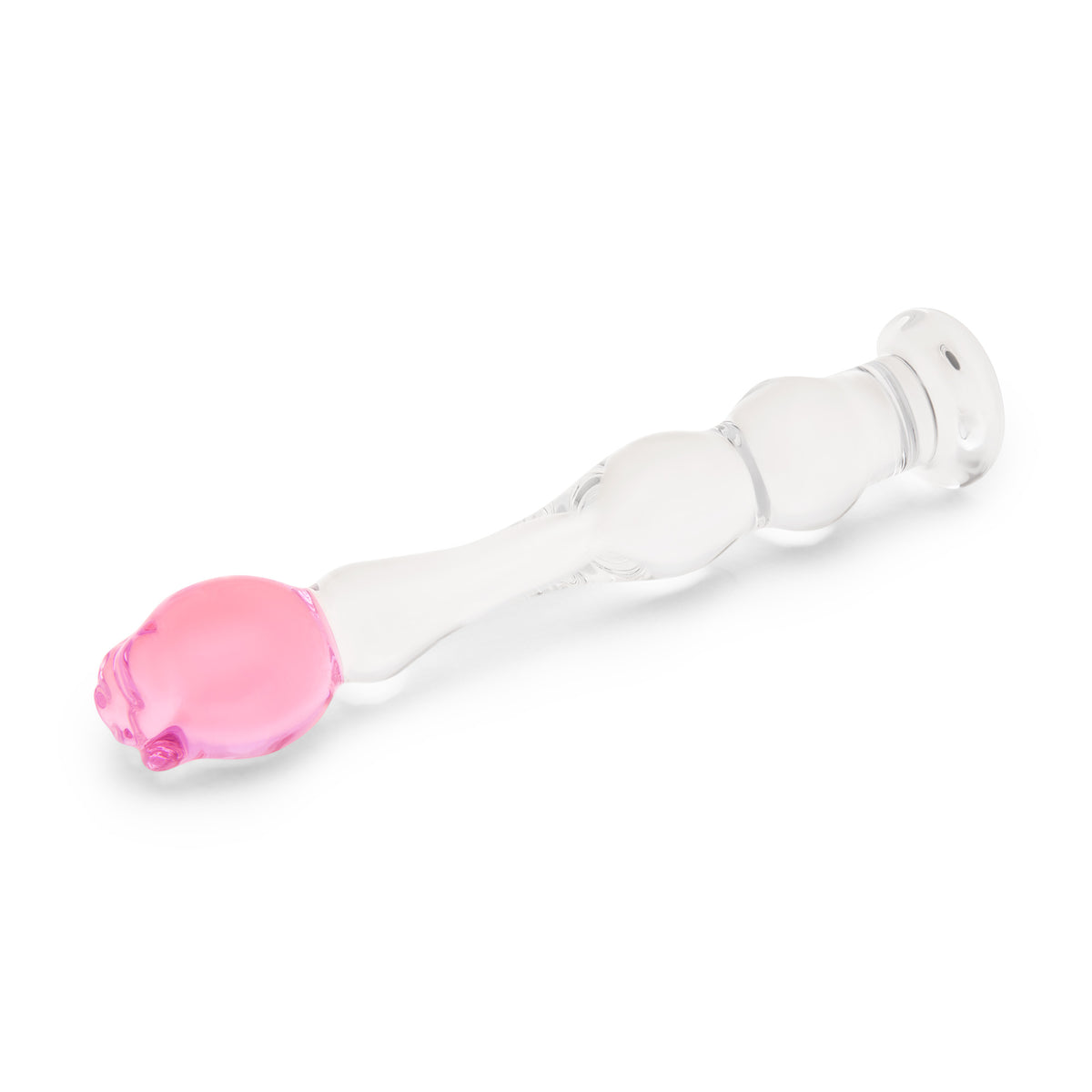 7.75" Rippled Rosebud Beaded Glass Dildo