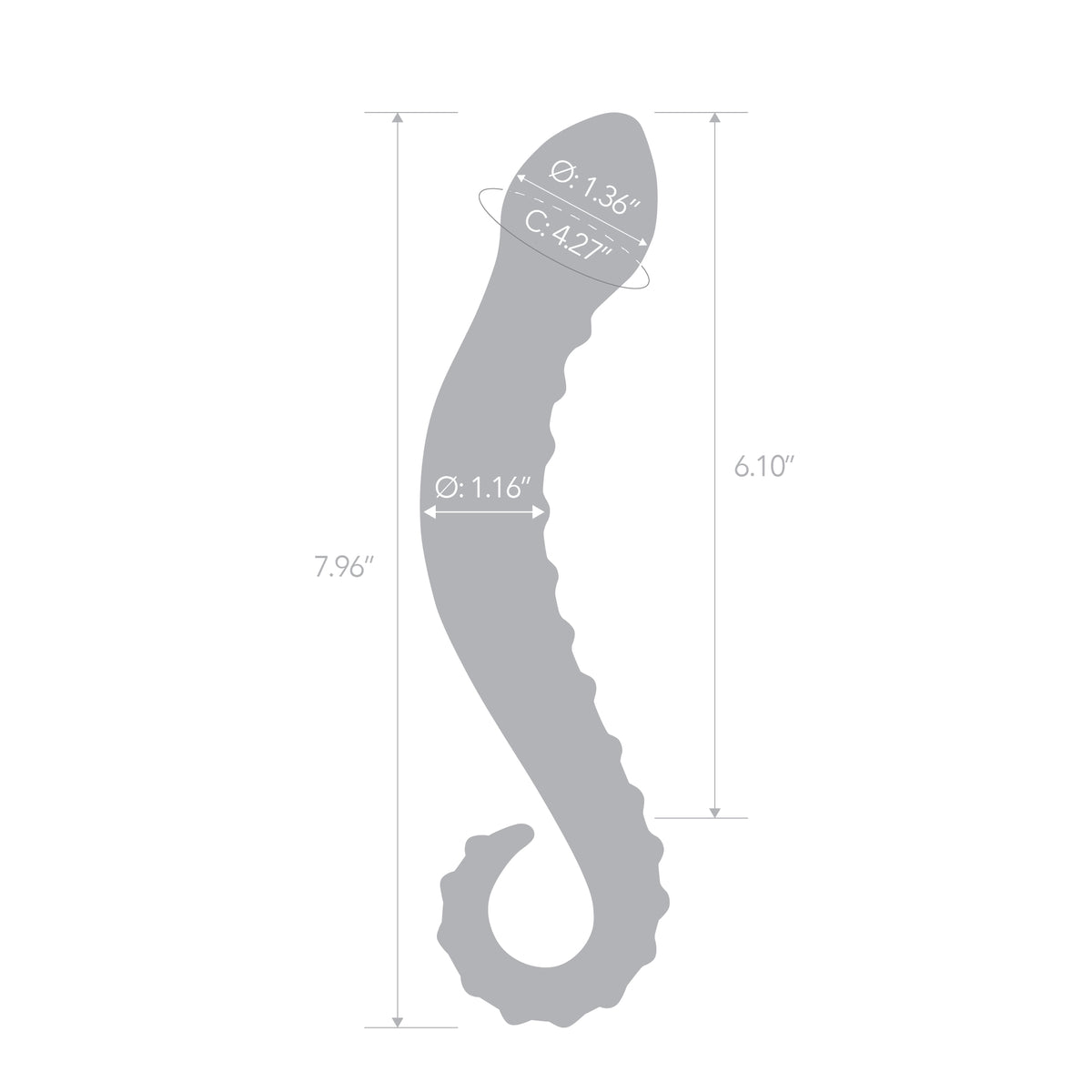 8" Slithering Stimulator Nubbed Glass Dildo