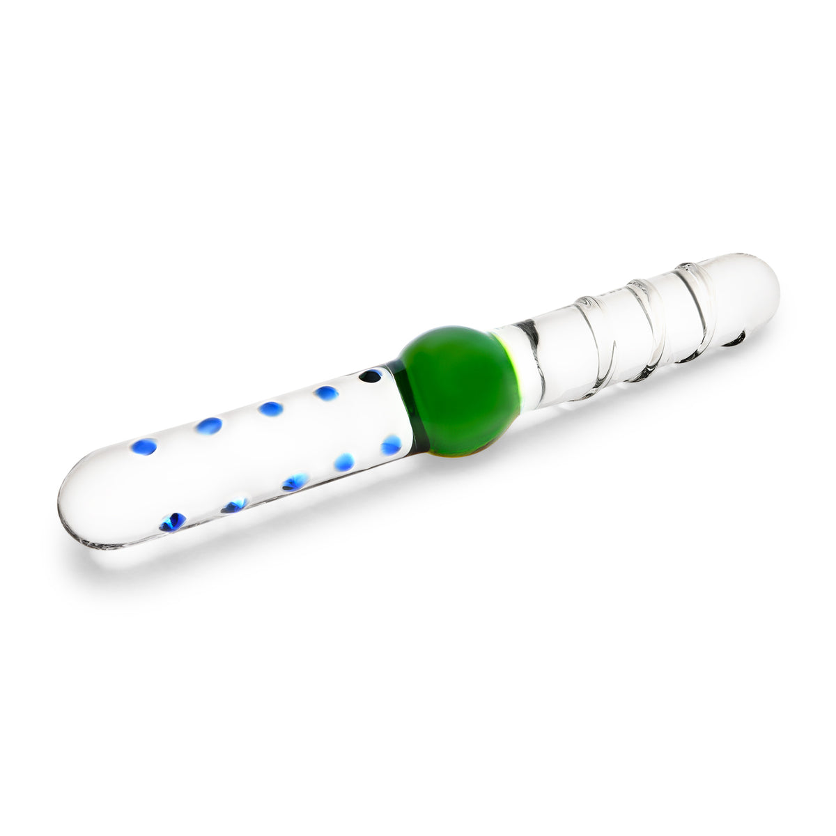 8.25" Double Dare Ribbed Glass Dildo