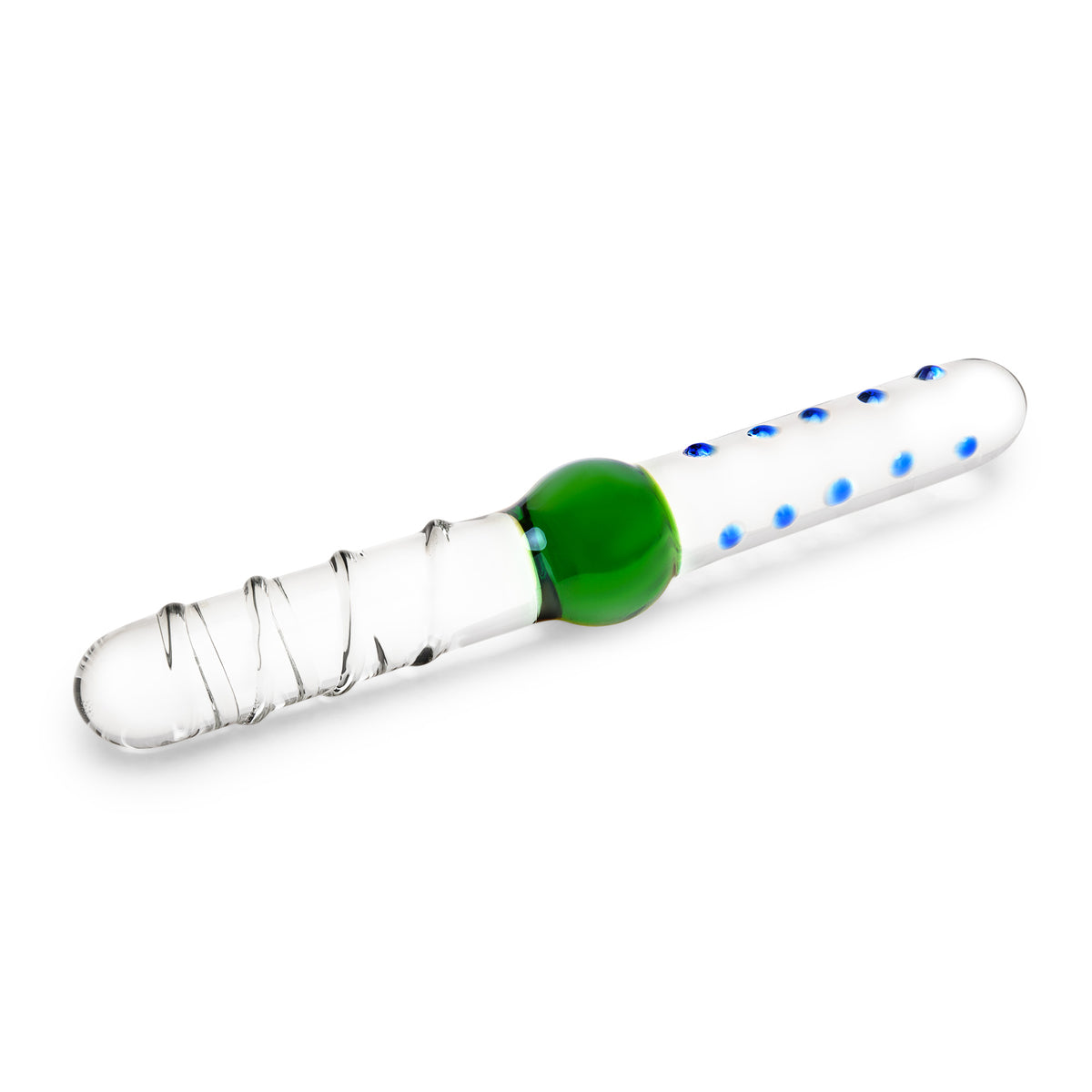 8.25" Double Dare Ribbed Glass Dildo