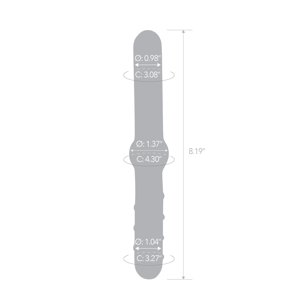 8.25" Double Dare Ribbed Glass Dildo