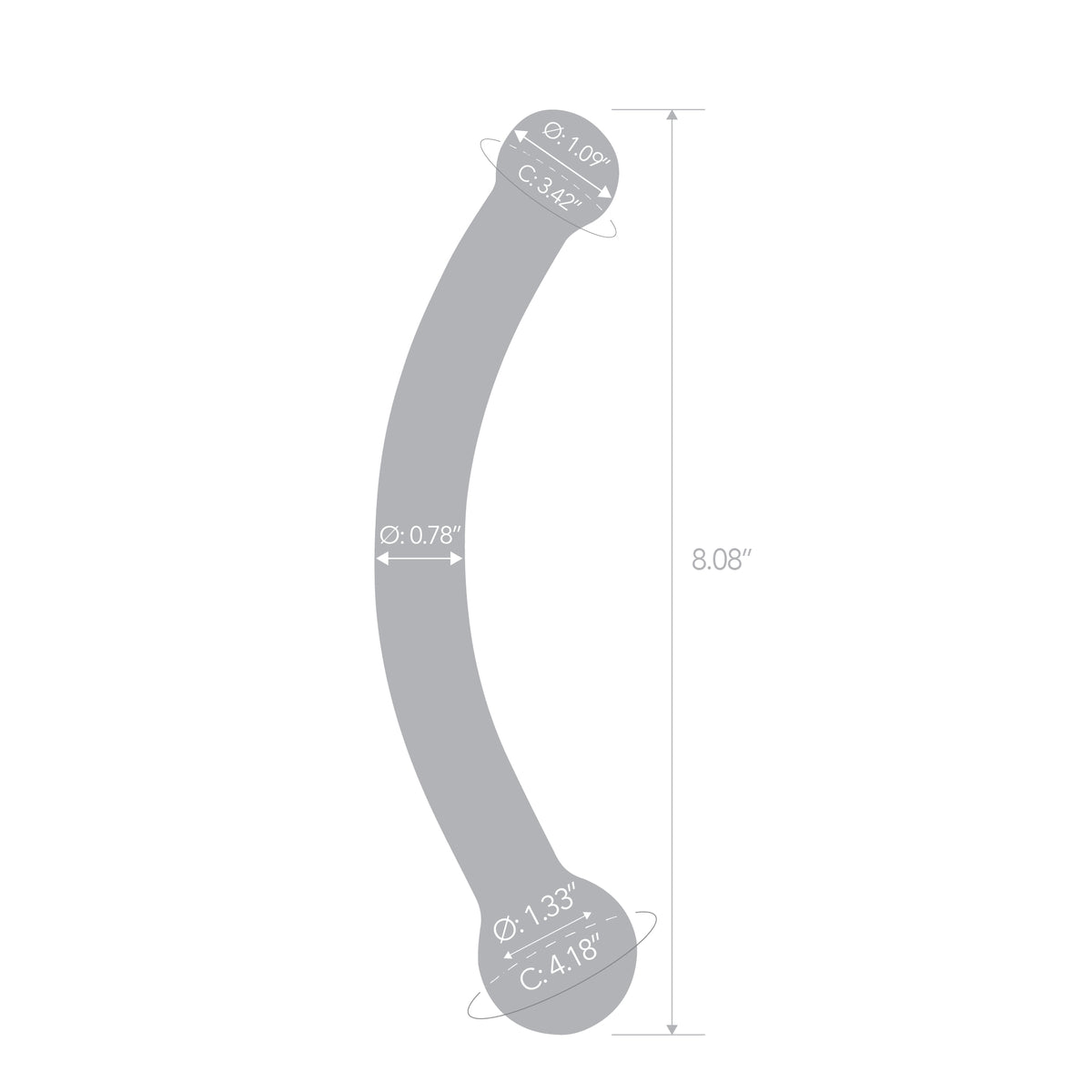 7.75" Golden Arc Curved Glass Dildo