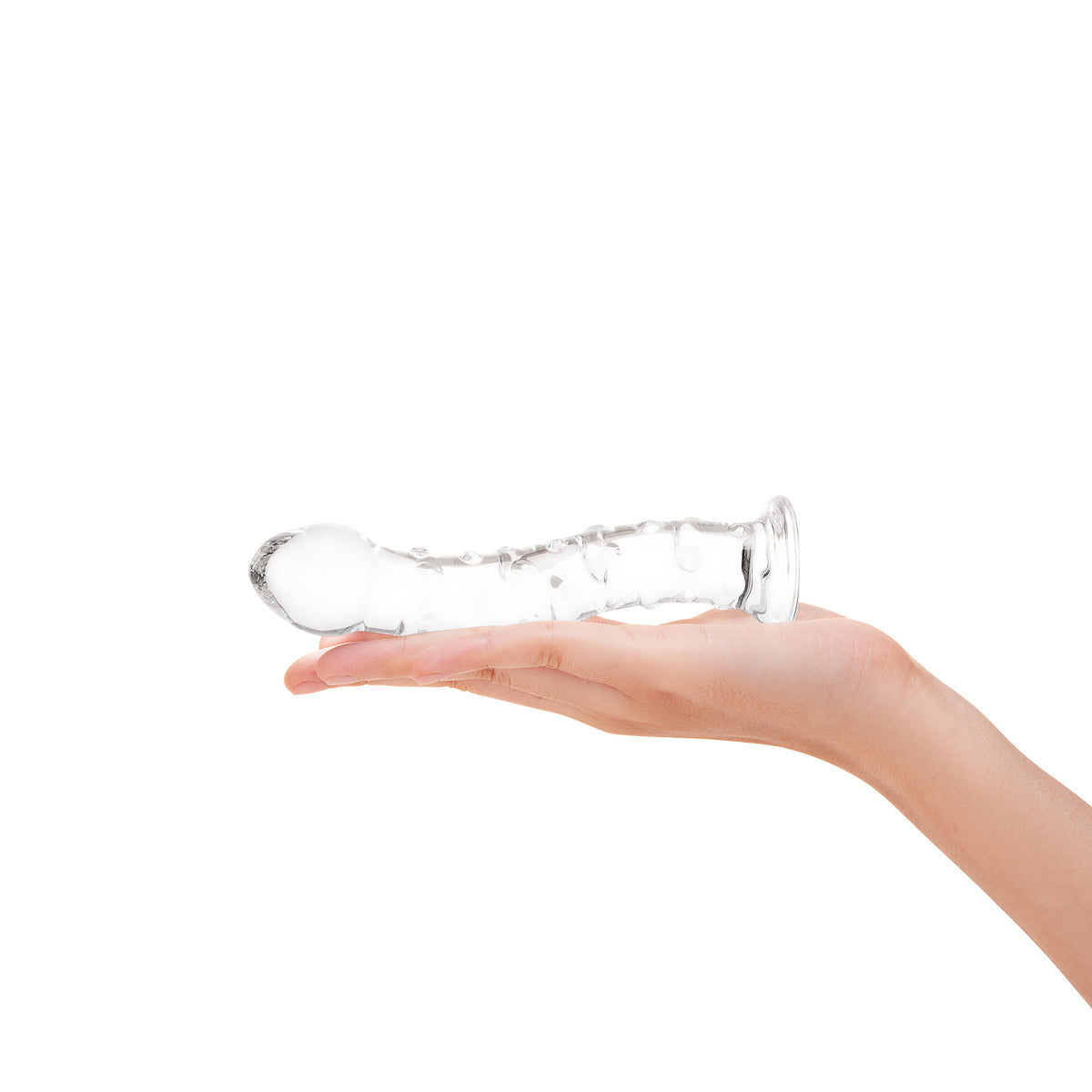 6.75" Pink Pearl Nubbed Glass Dildo