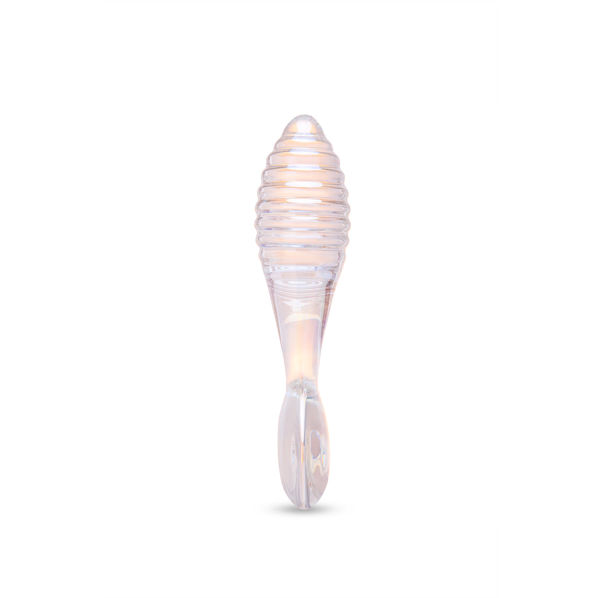 5" Groovy Heart Ribbed Glass Butt Plug