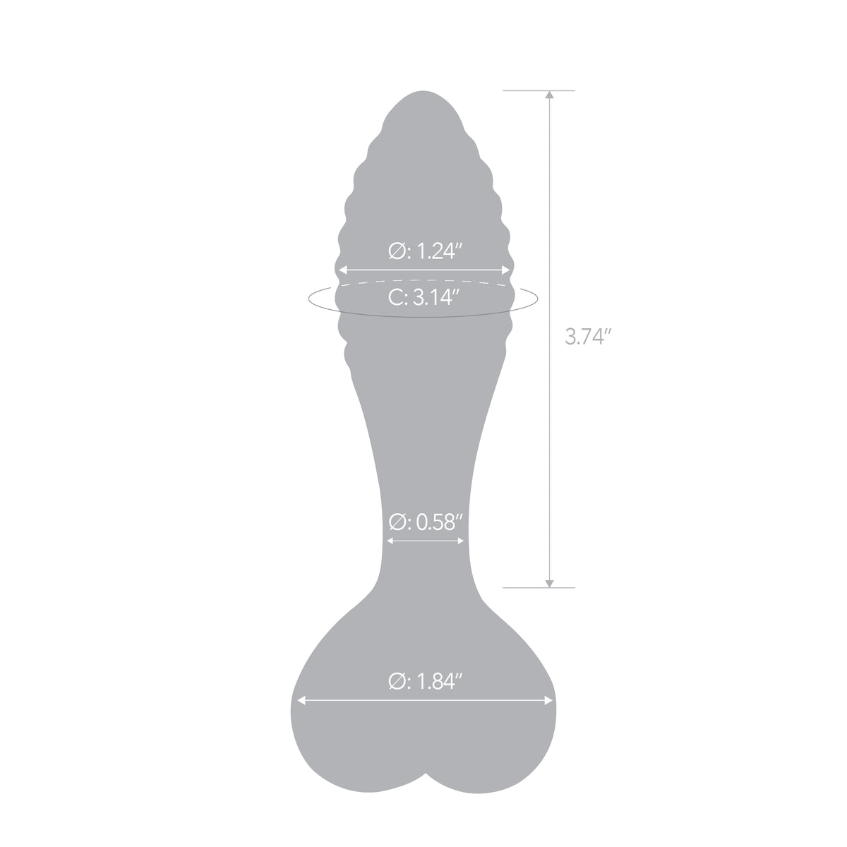 5" Groovy Heart Ribbed Glass Butt Plug