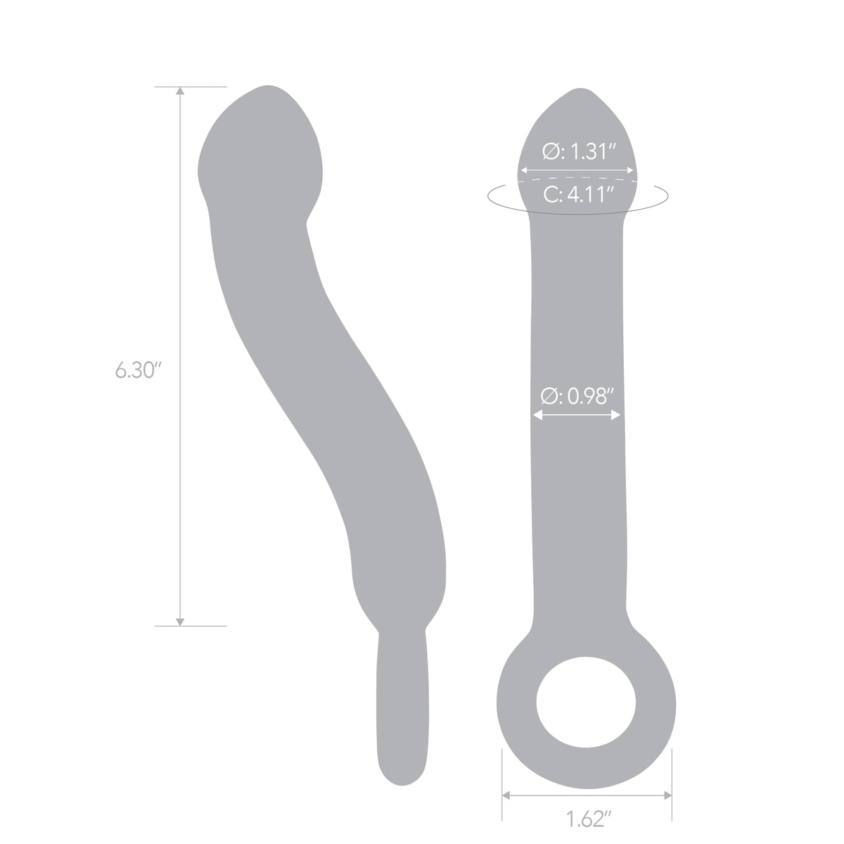7.75" Glow Rod Curved Glass Dildo