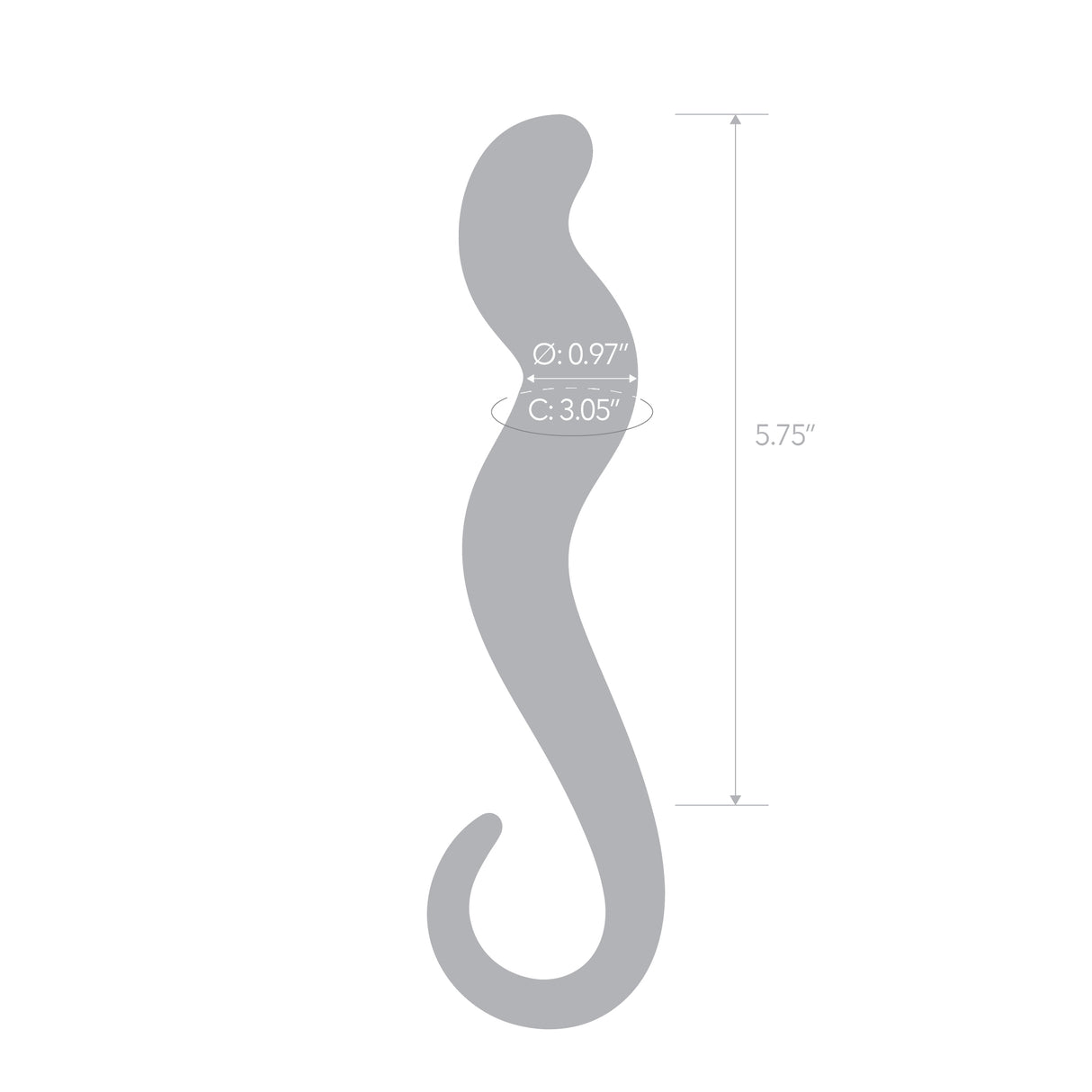 Gray silhoutte with measurements on a white background