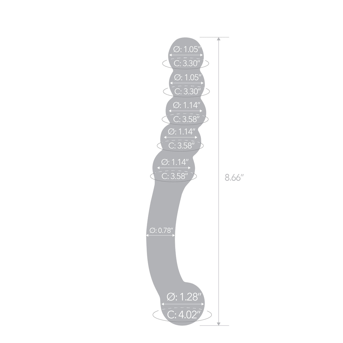 7.75" Blue Ripple Beaded Glass Dildo
