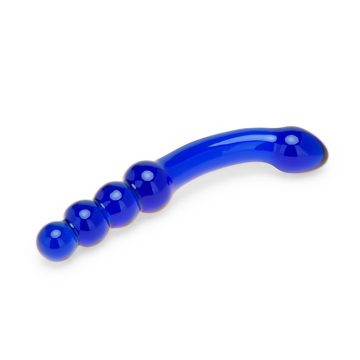 7" Cobalt Curve Beaded Glass Dildo