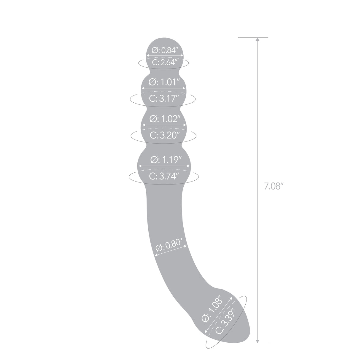 7" Cobalt Curve Beaded Glass Dildo