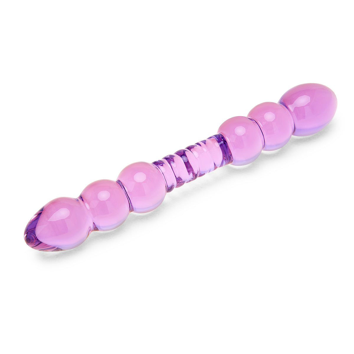 7.75" Amethyst Pop Beaded Glass Dildo