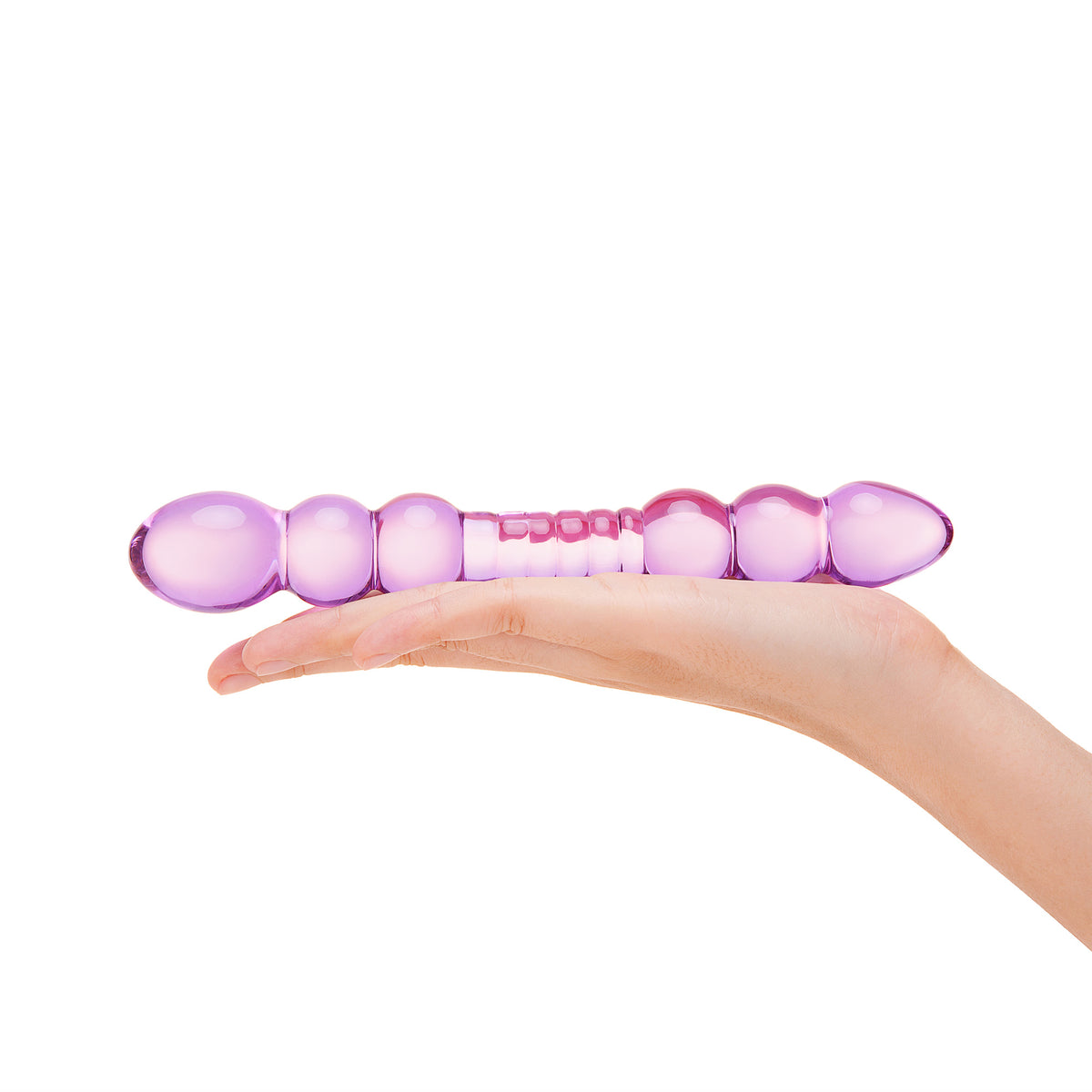 7.75" Amethyst Pop Beaded Glass Dildo