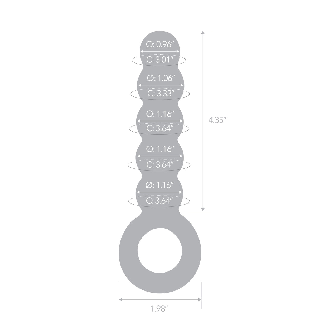Gray ring with measurements on a white background