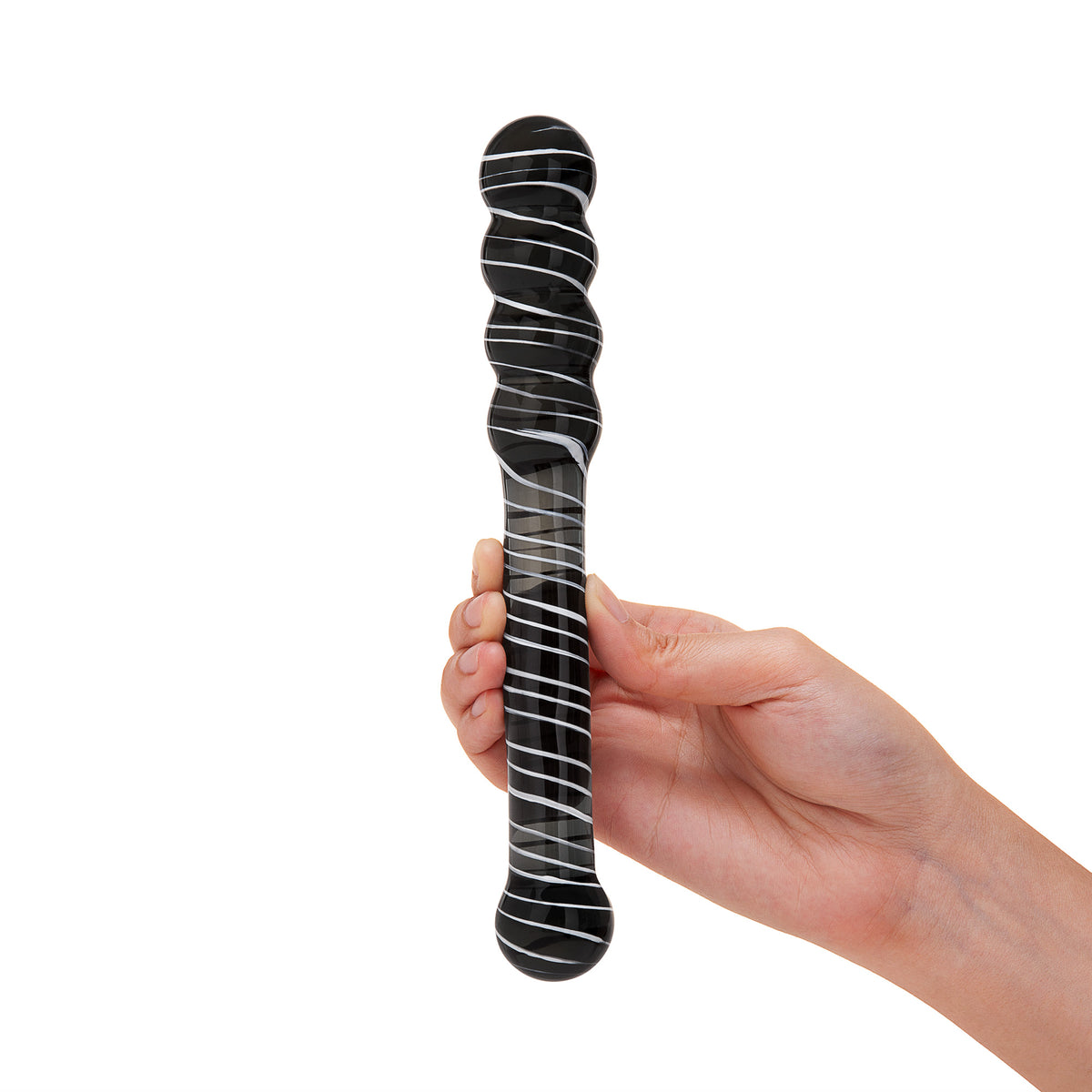 8.25" Zebra Glide Beaded Glass Dildo