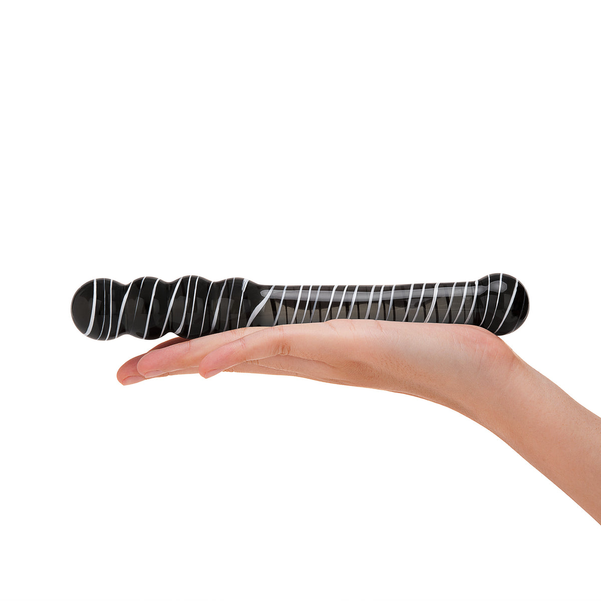 8.25" Zebra Glide Beaded Glass Dildo