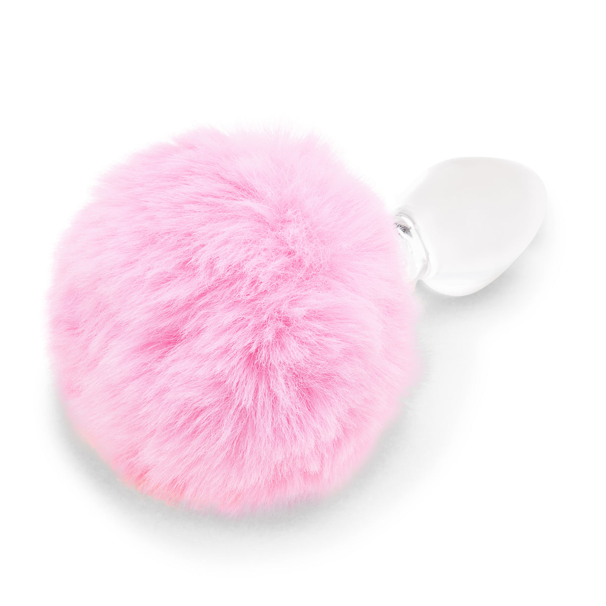 3.15" Pink Puff Tail Glass Butt Plug