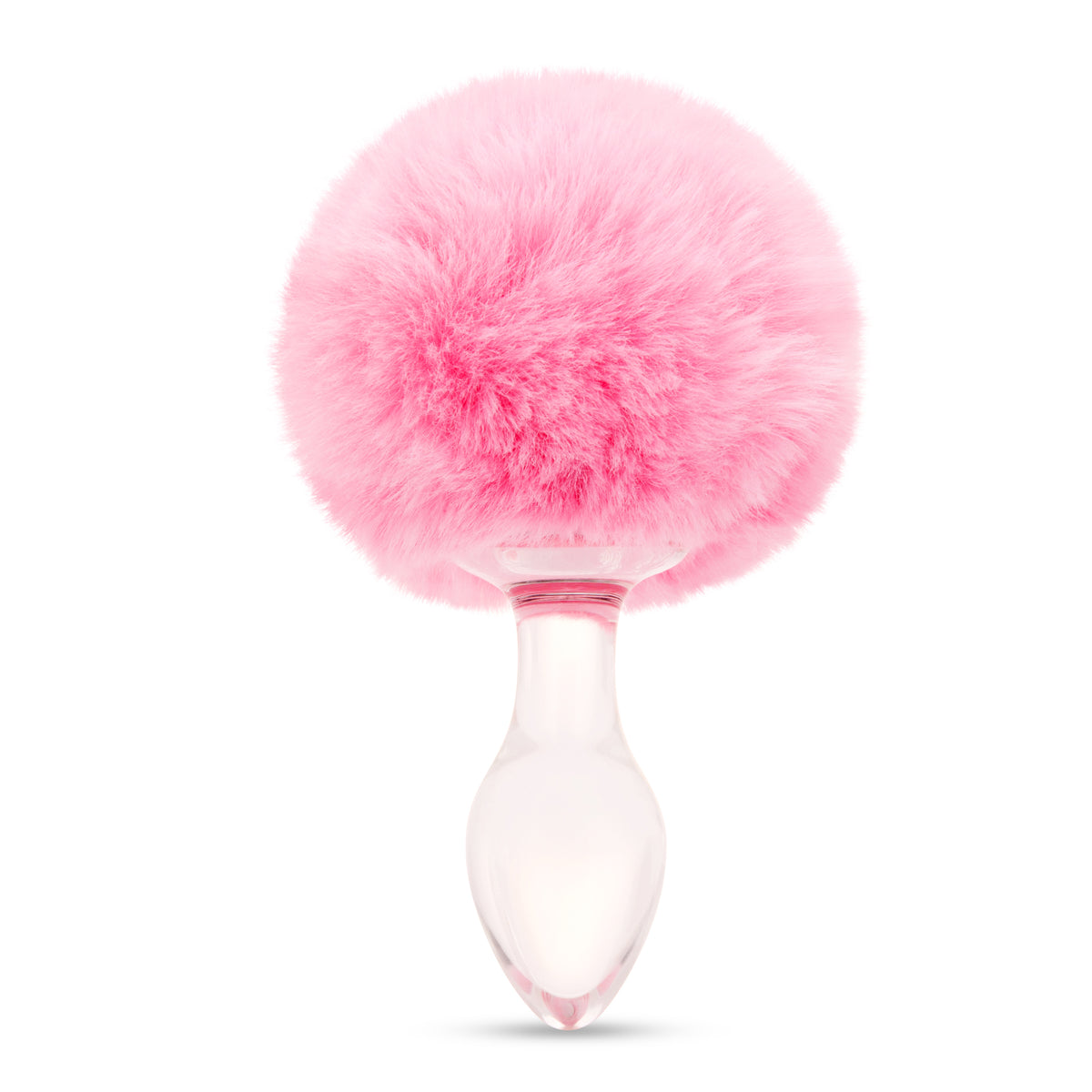 3.15" Pink Puff Tail Glass Butt Plug