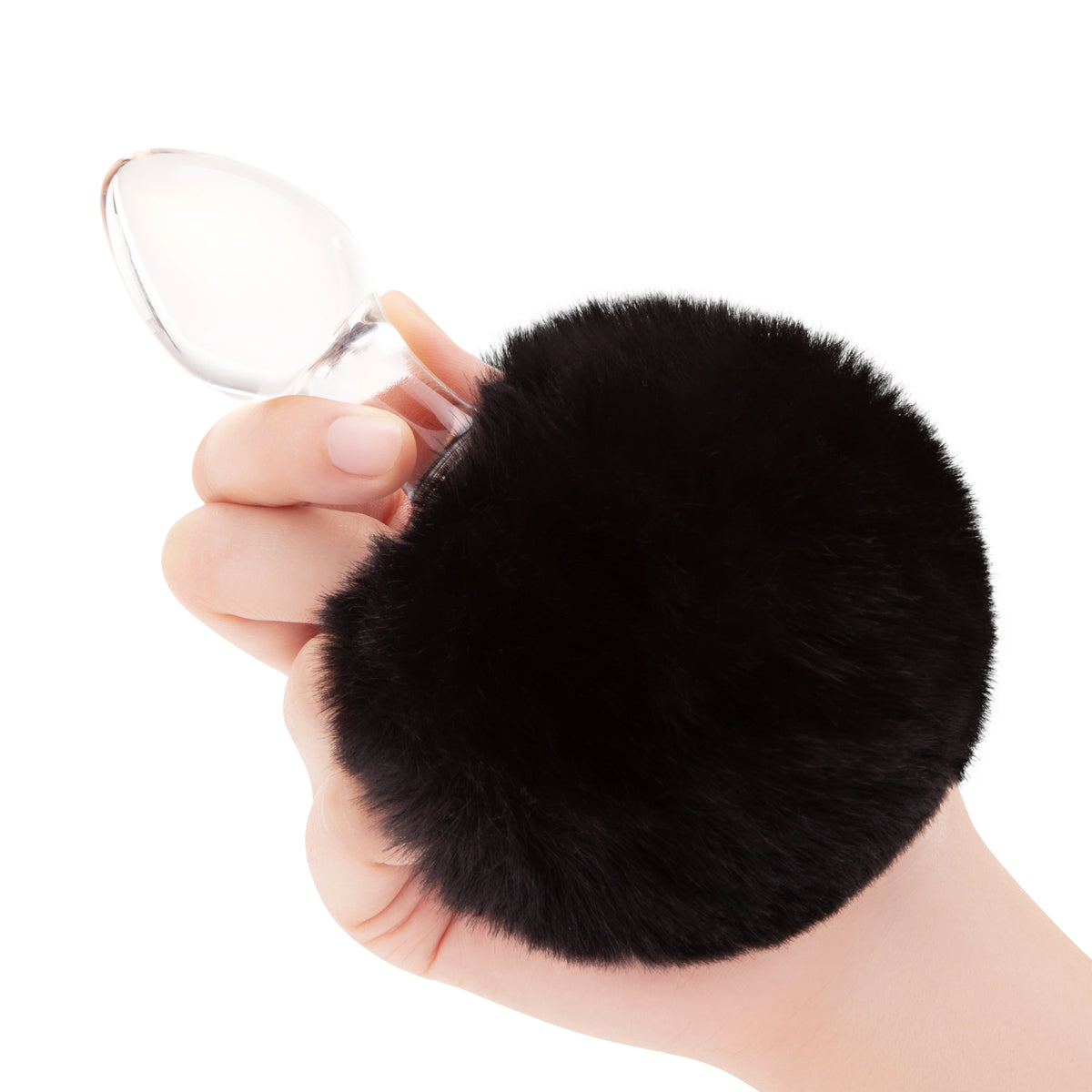 3.15" Noir Puff Tail Glass Butt Plug