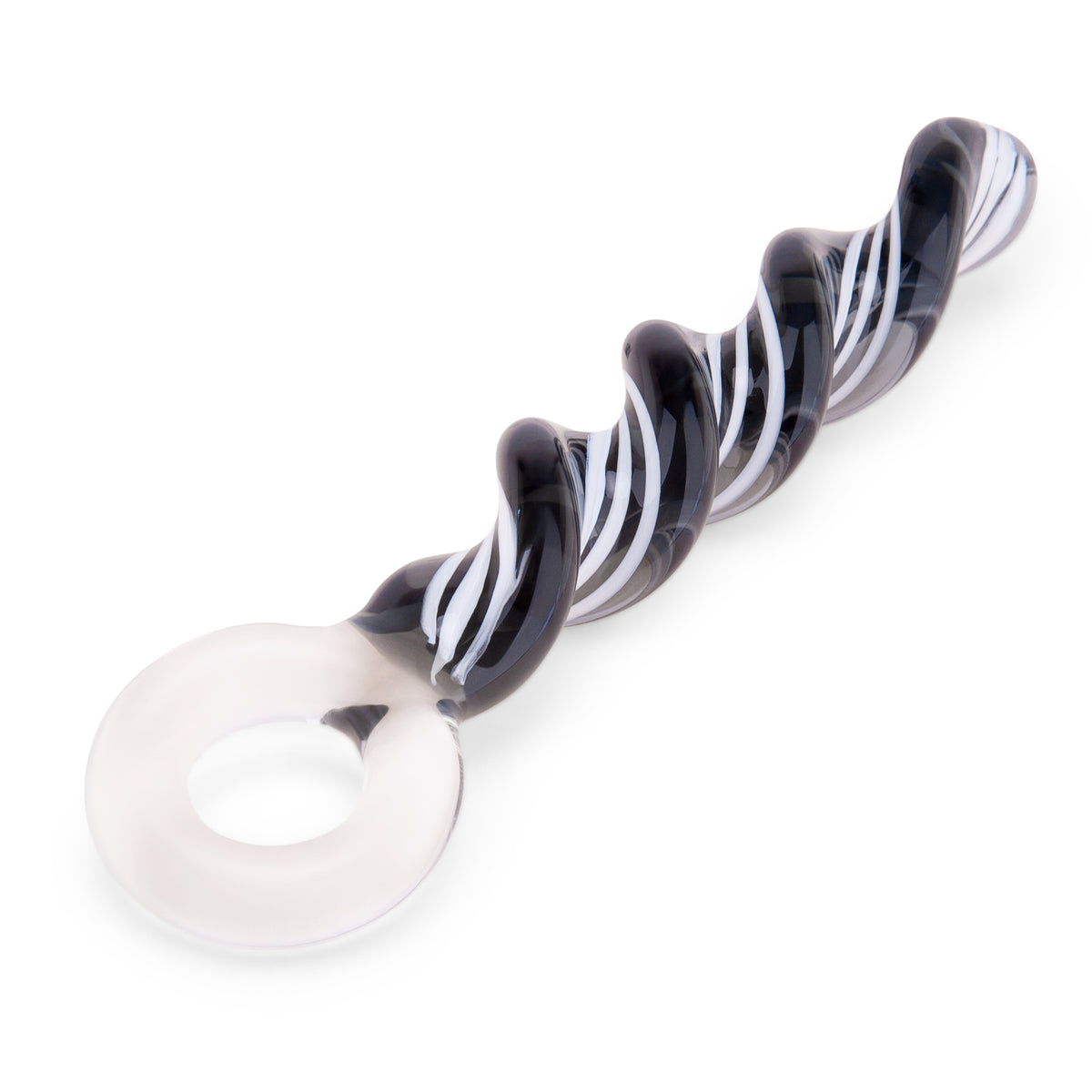 7.5" Zebra Spiral Glass Dildo