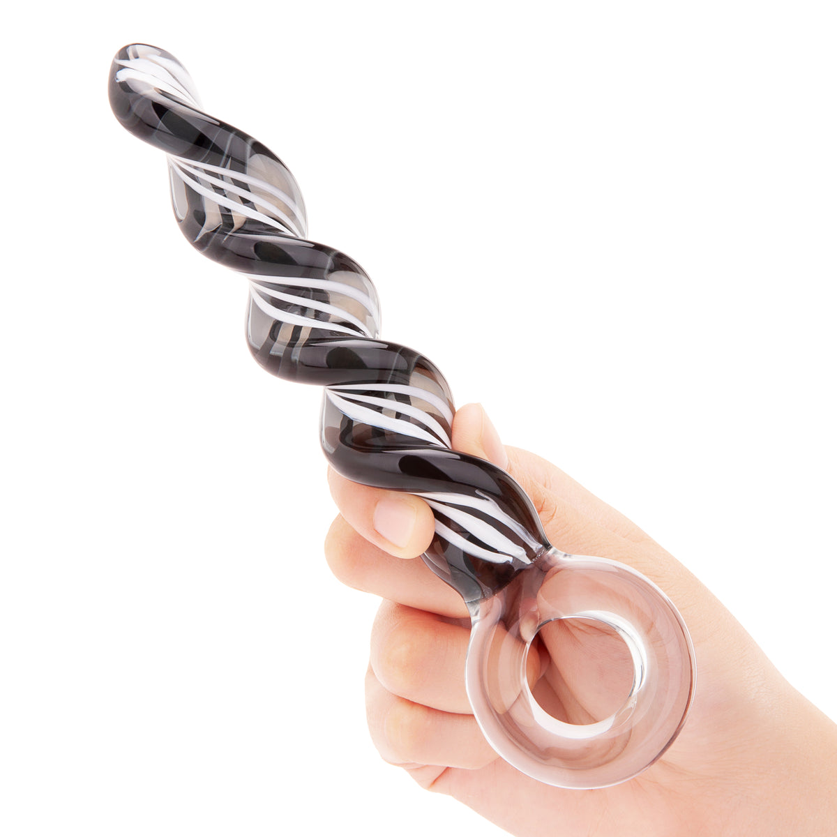 7.5" Zebra Spiral Glass Dildo