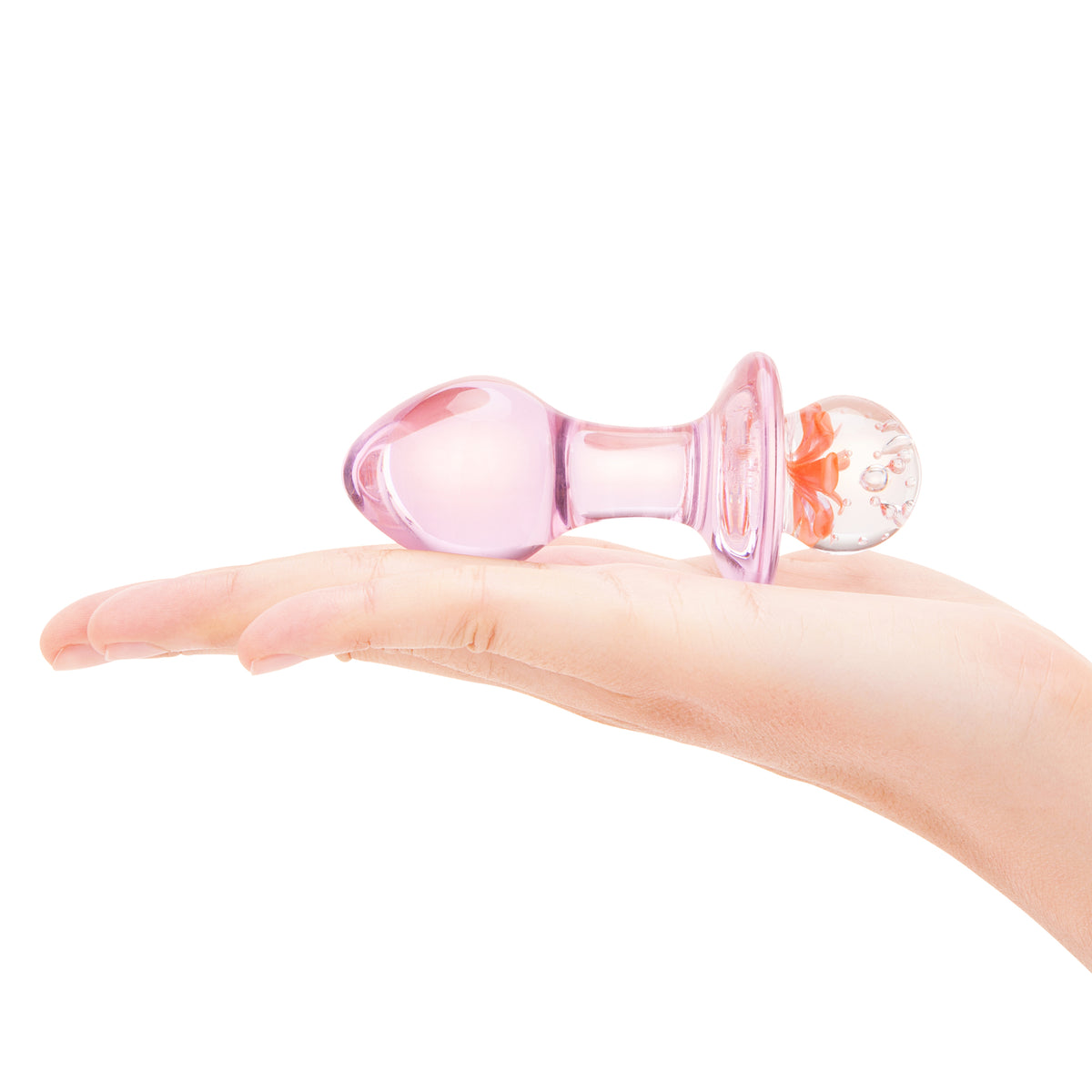 3.75" Pink Peony Glass Butt Plug