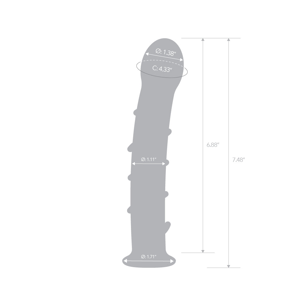 7" Iridescent Chrome Swirl Tapered Glass Dildo