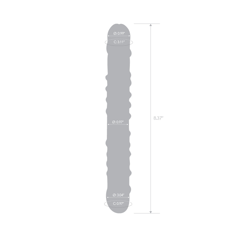 8" Blue Double Sided Textured Glass Dildo