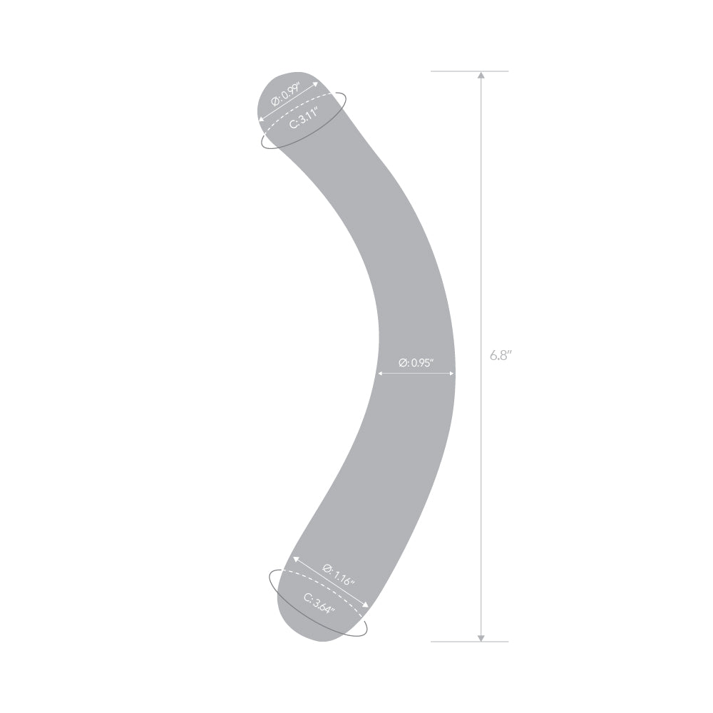 7" Blue Banana Curved Glass Dildo