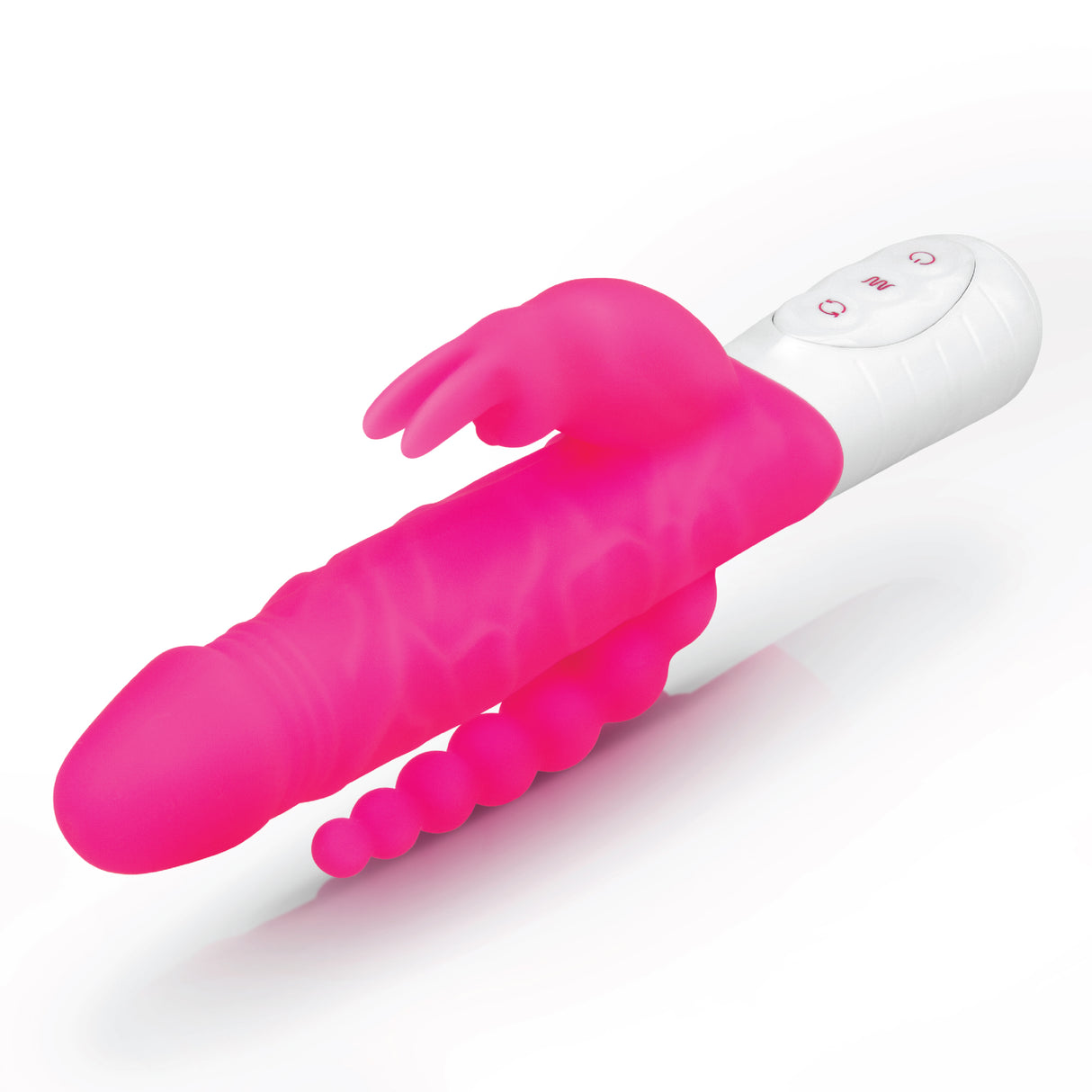Slim Realistic Double Penetration Rabbit Vibrator with Rotating Beads