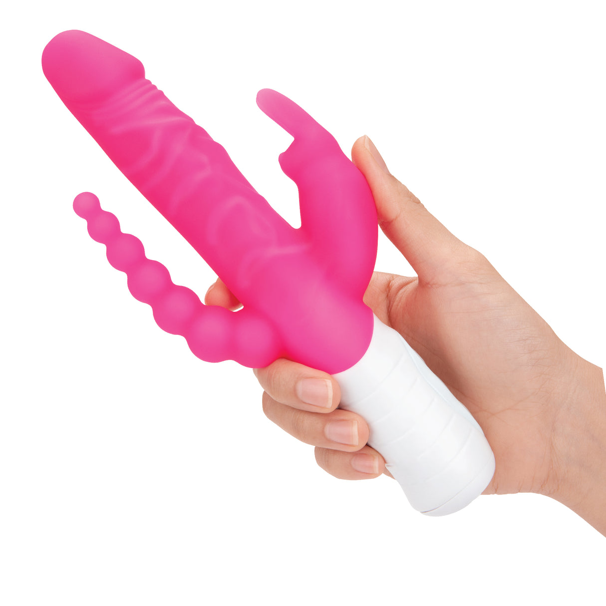 Slim Realistic Double Penetration Rabbit Vibrator with Rotating Beads