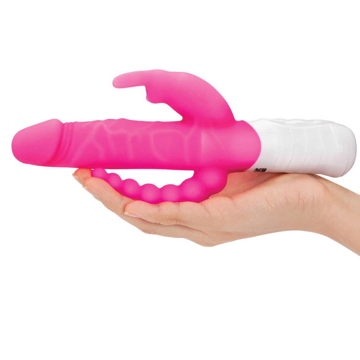 Slim Realistic Double Penetration Rabbit Vibrator with Rotating Beads