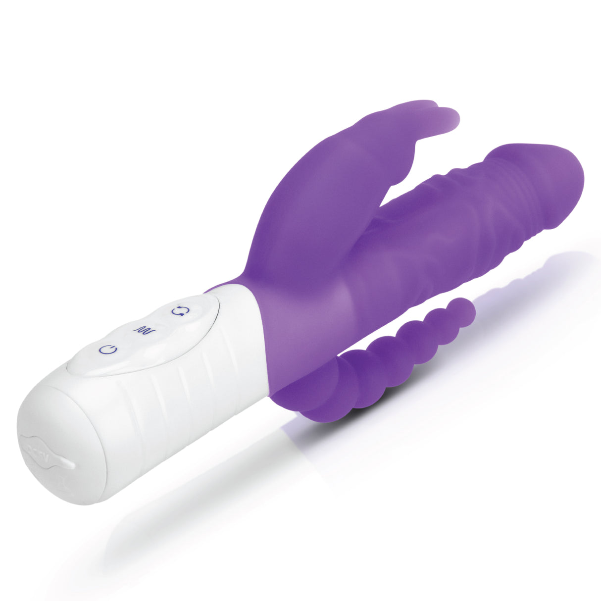 Slim Realistic Double Penetration Rabbit Vibrator with Rotating Beads