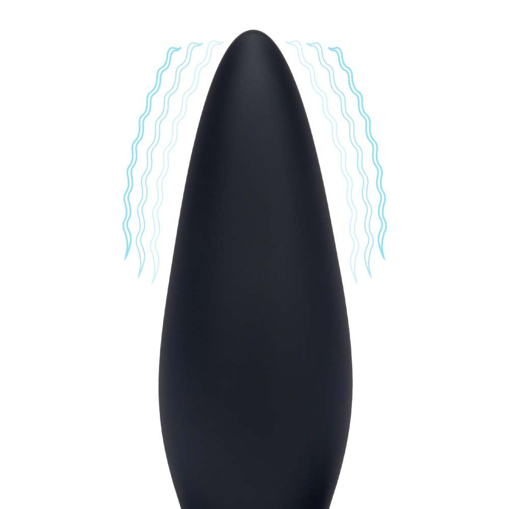 Diagram showing the vibrating location at the tip of the Blue Line Impaler - Deep Drilling Remote Controlled Butt Plug