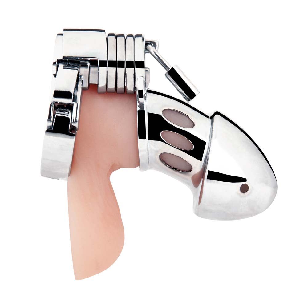 Horizontal view of the Blue Line Obedience Cock Cage