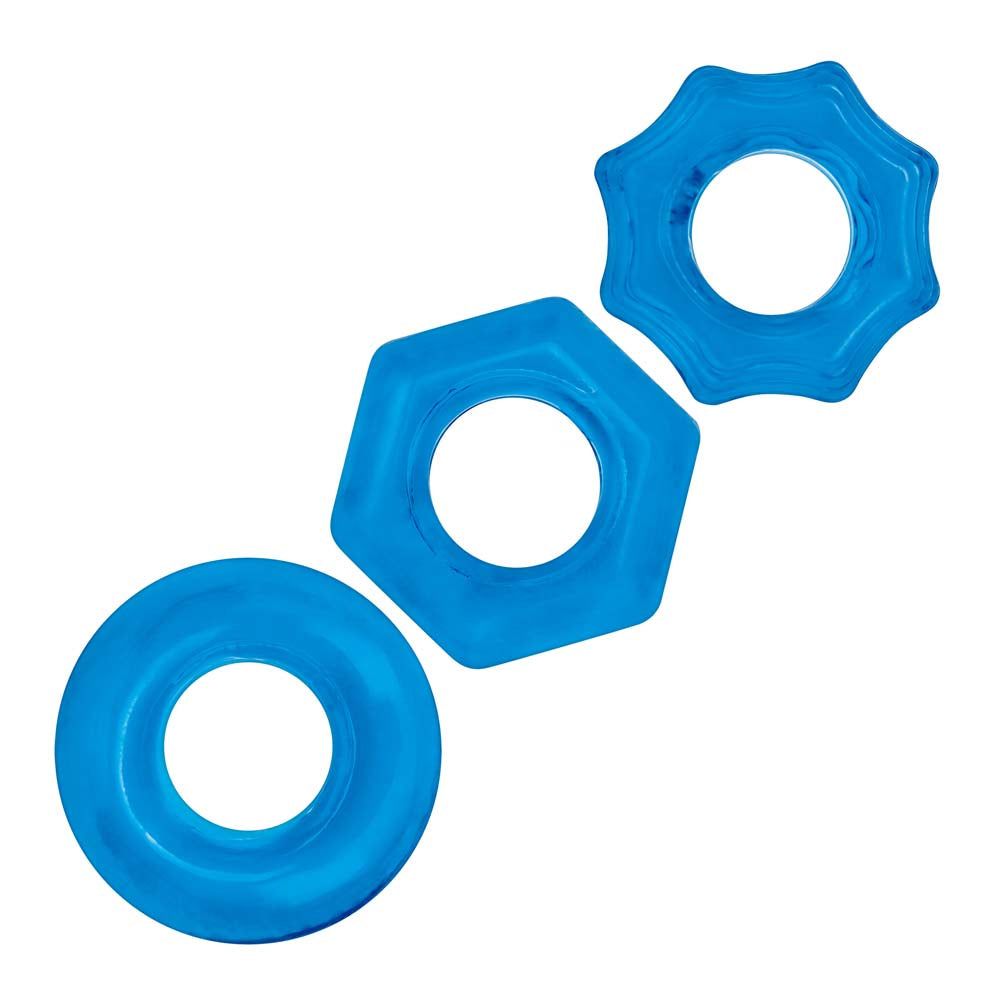 Shop the Blue Line 3-Pack Nuts & Bolts Stretch Cock Ring Set