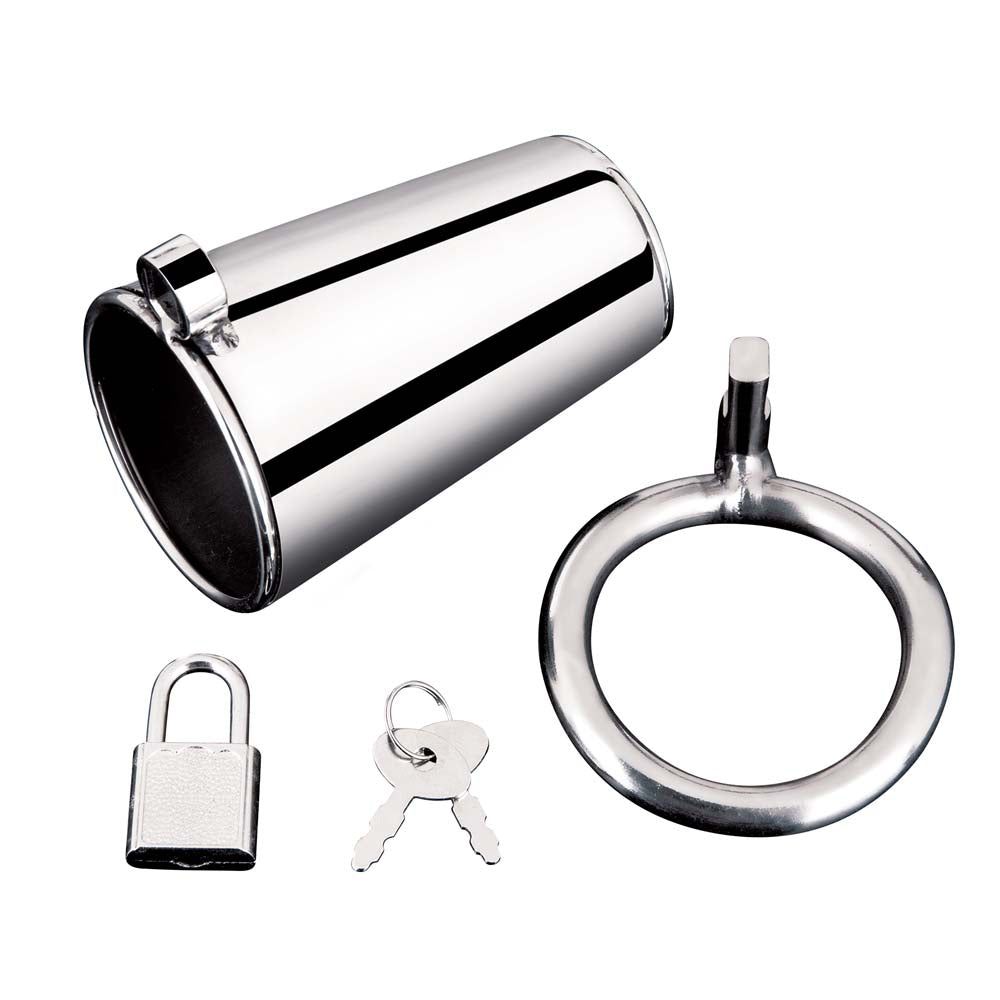 Cock cage shaft, cock cage base, lock and key as part of the Blue Line Ultimate Cock Tease Cock Cage set