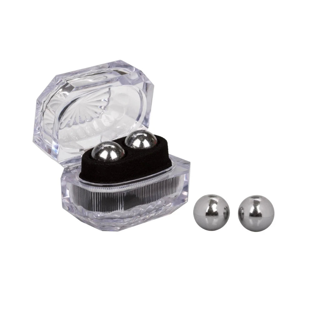 Silver Ben Wa Balls In Crystal Storage Case