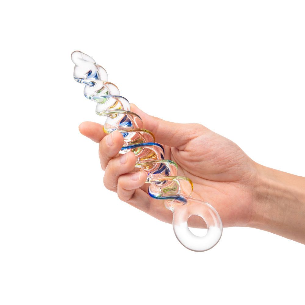 7.25” Growing Swirl Glass Anal Dildo