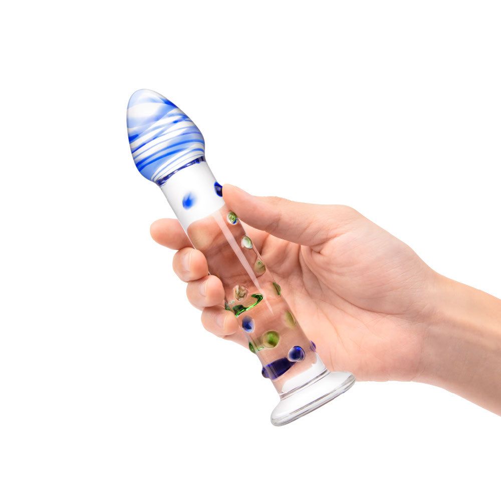 7” Nubbed Blue Textured Dildo