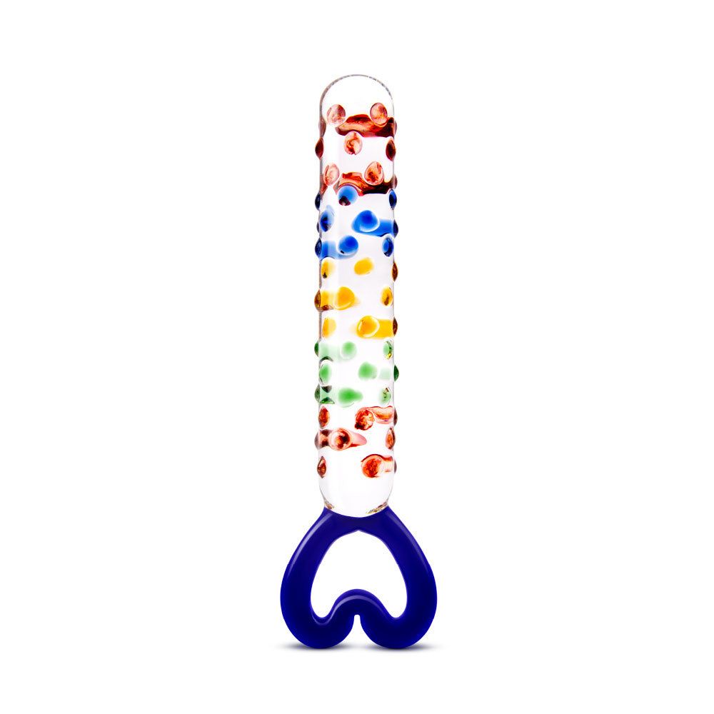 8” Rainbow Nubby Heart Dildo