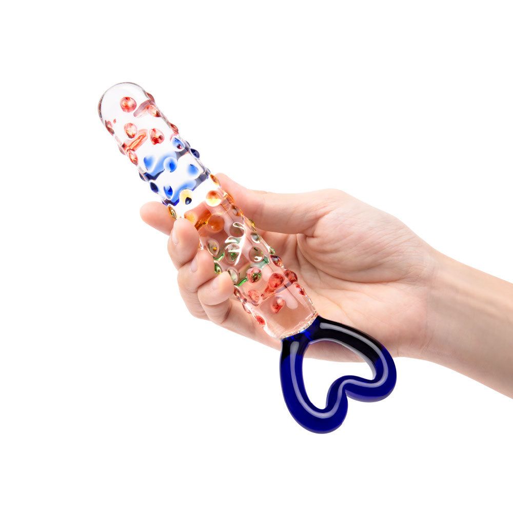 8” Rainbow Nubby Heart Dildo