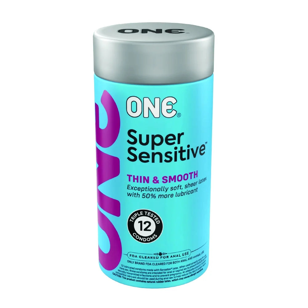 ONE Super Sensitive Thin & Smooth 12 Count Lubricated Latex Condoms