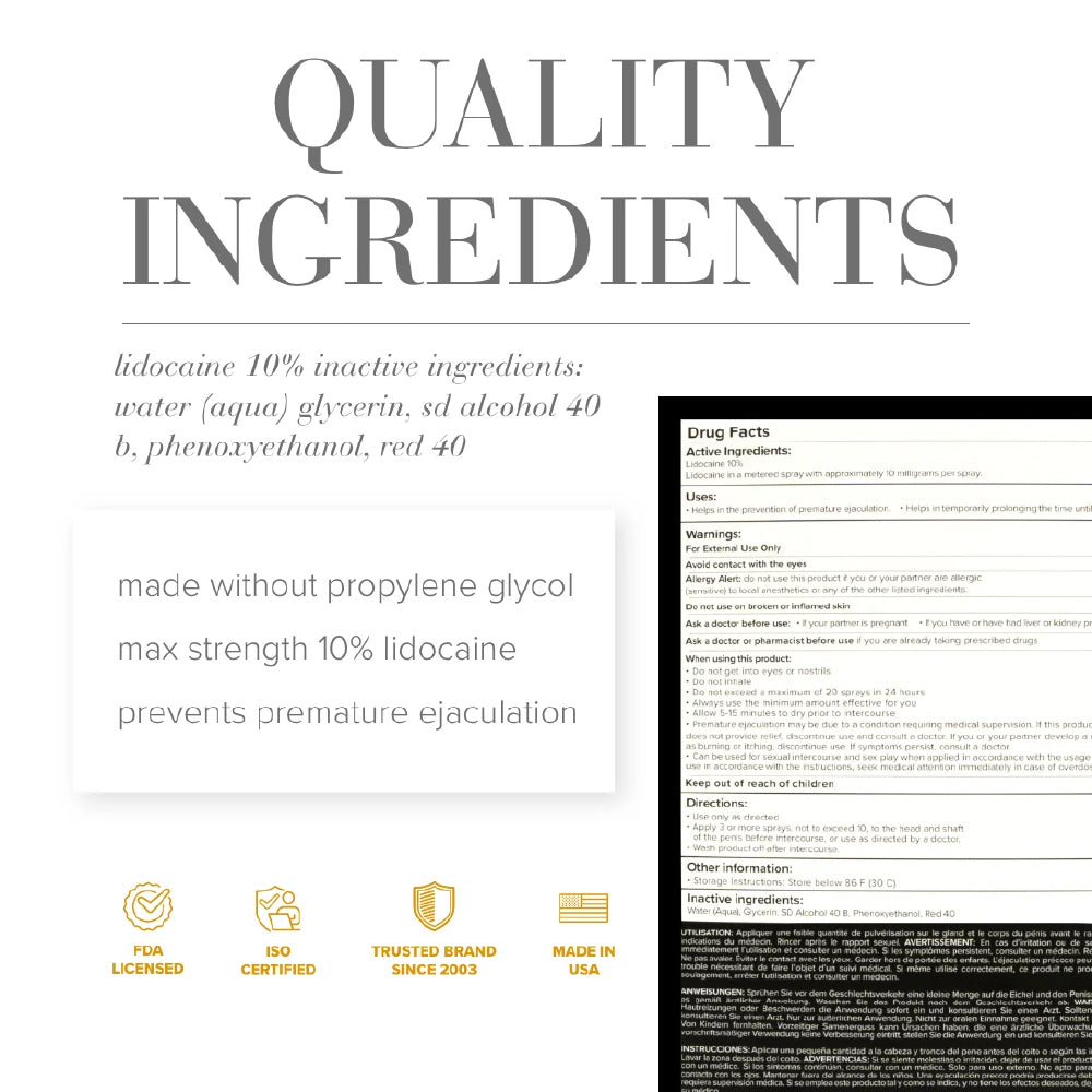 System JO Prolonger Lidocaine Ejaculation Delay Desensitizing Spray 2 Fl.Oz. (60 ML)