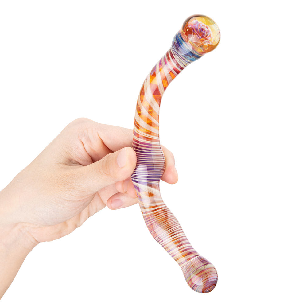 The Gläs Swerve Chocolate Double Ended Glass Dildo and Anal Toy at glastoy.com