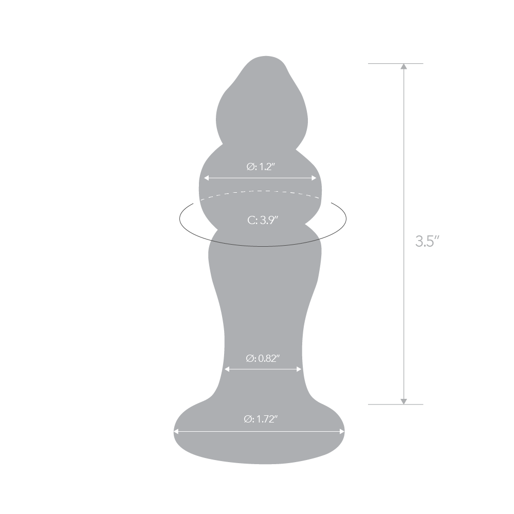 Size and measurements of the Gläs 4 inches Black Swirly Glass Buttplug