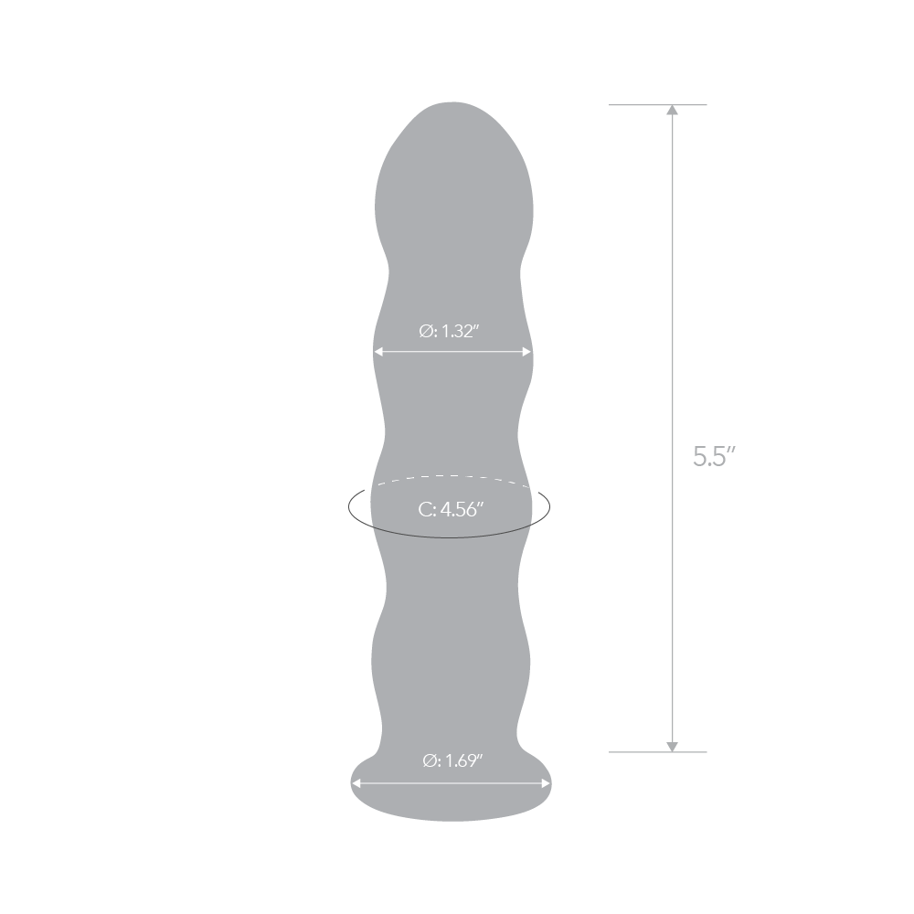 Size and measurements of the Gläs 6 inches Black Beaded Glass Buttplug
